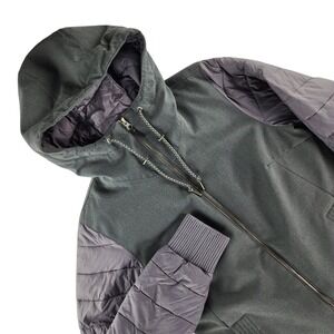Columbia Hooded Parka Women S Grey Mixed Media Quilted Softshell Jacket